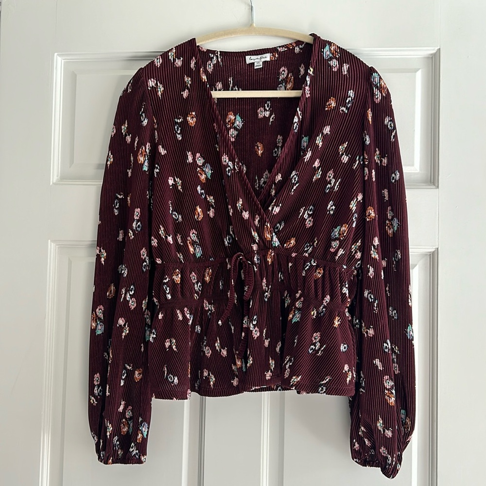 Floral burgundy blouse